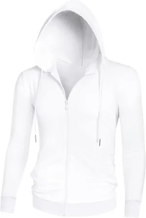 Lars Amadeus Men's Hoodies Zip Up Long Sleeves Solid Color Knit Jackets with Hood