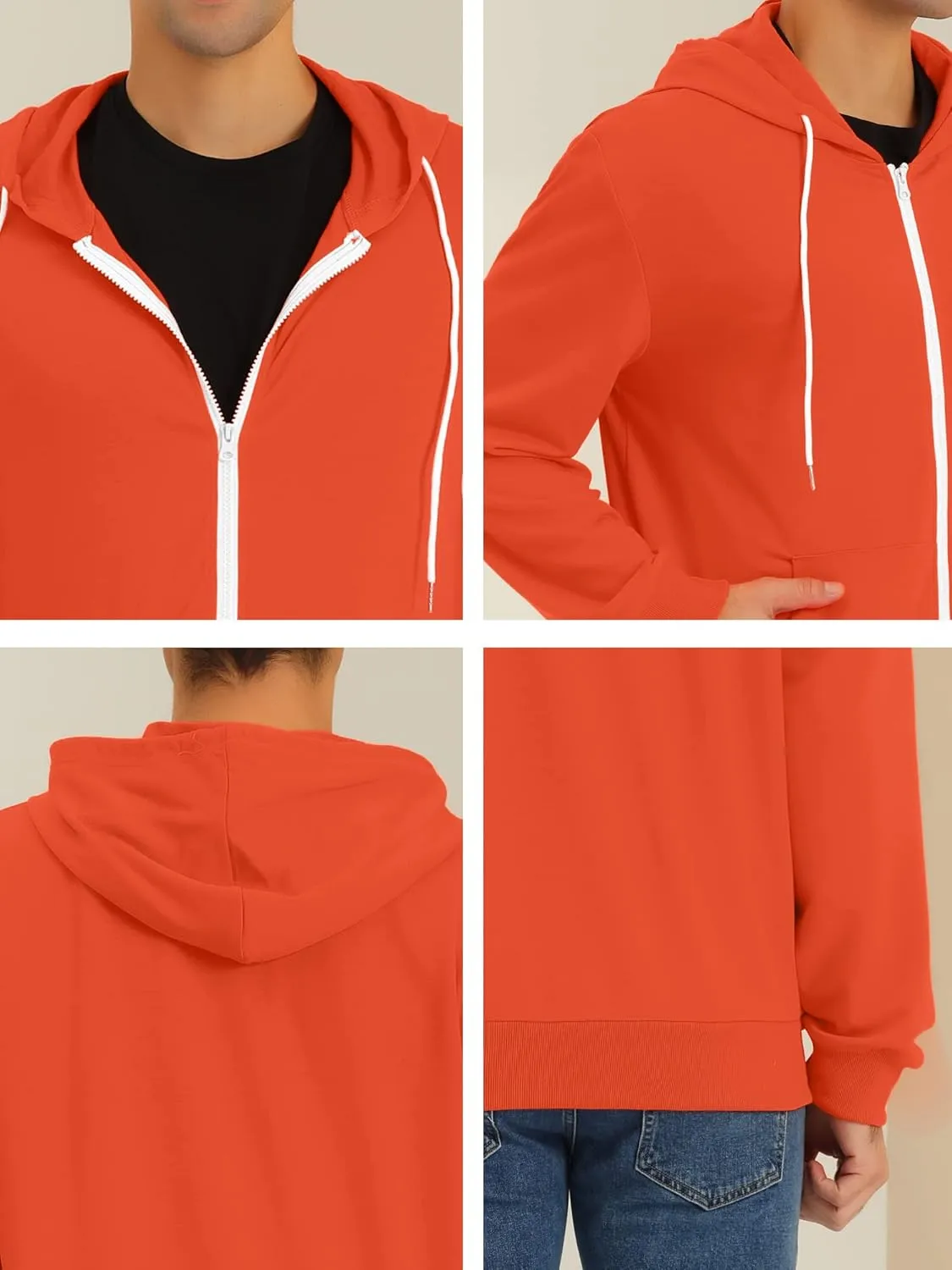Lars Amadeus Men's Hoodies Zip Up Long Sleeves Solid Color Knit Jackets with Hood