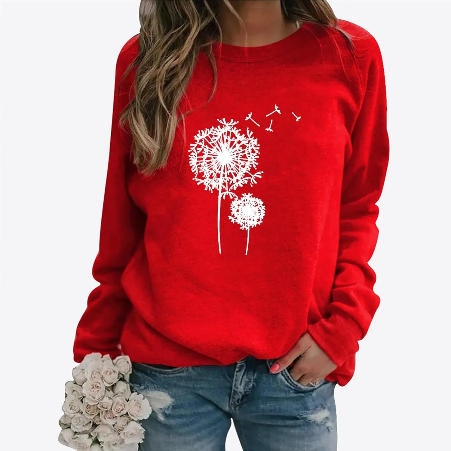 LCMTWX Crewneck Sweatshirts Women Sweatshirt Women's Butterfly Print Casual Fashion Sweatshirt Top Womens Popular Sweaters