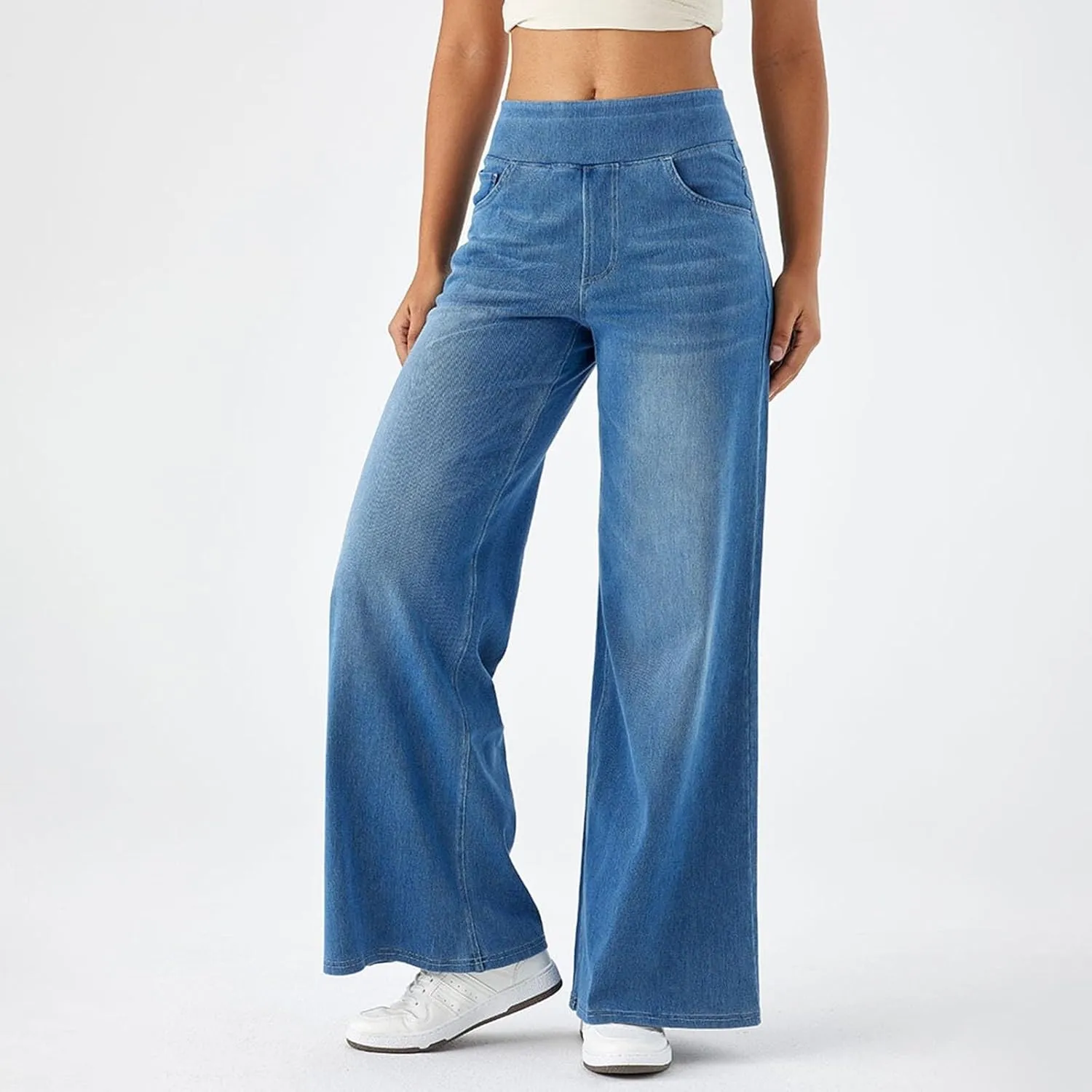 Leggings That Look Like Jeans Women Tummy Control Pull On Stretchy Jeans High Waisted Skinny Jean Leggings with Pockets