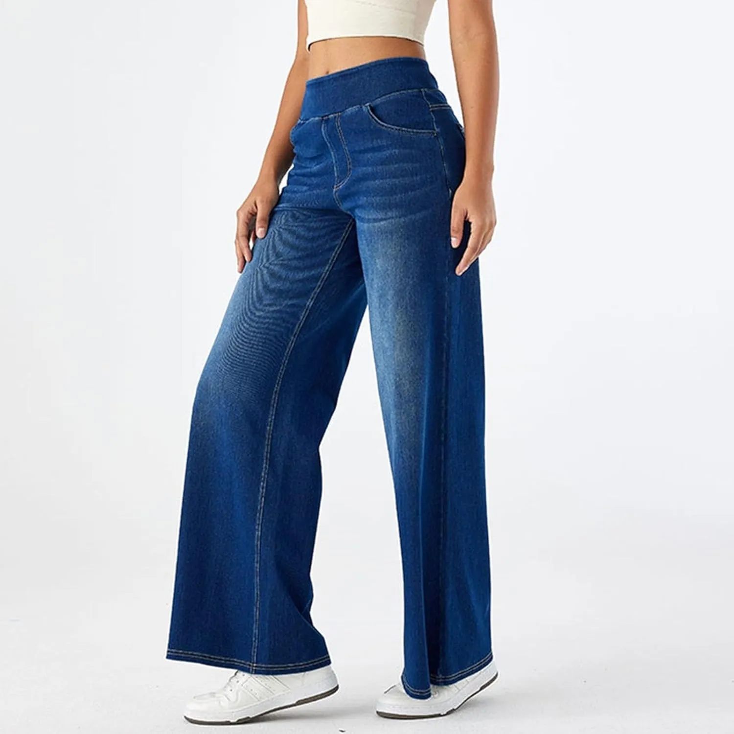 Leggings That Look Like Jeans Women Tummy Control Pull On Stretchy Jeans High Waisted Skinny Jean Leggings with Pockets