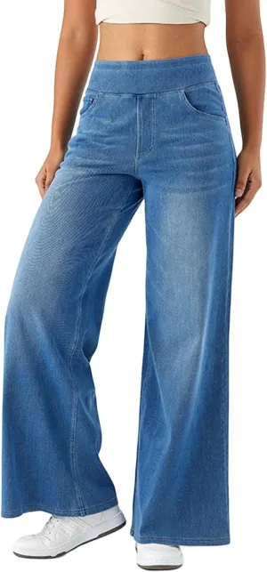 Leggings That Look Like Jeans Women Tummy Control Pull On Stretchy Jeans High Waisted Skinny Jean Leggings with Pockets