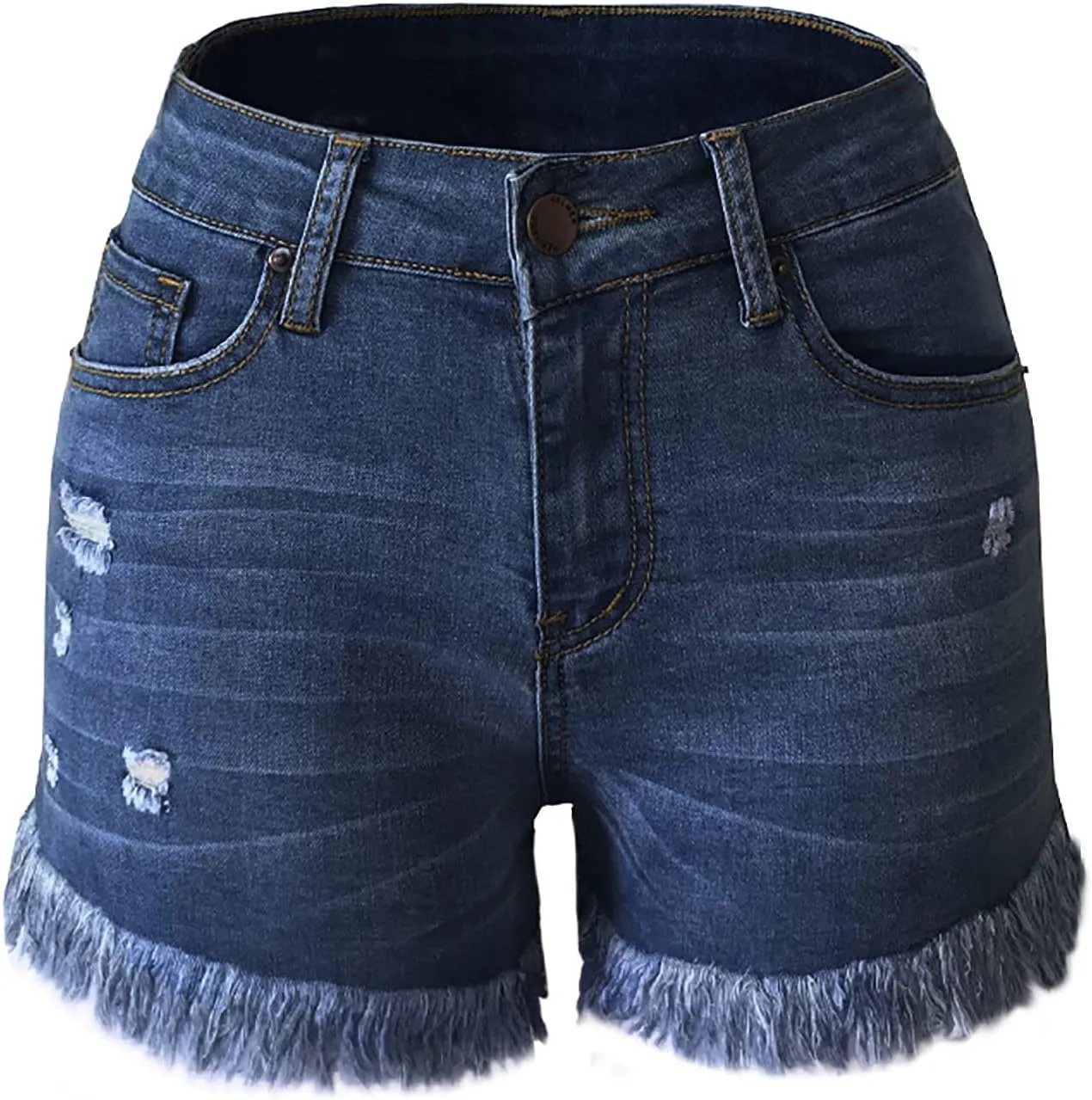LFEOOST Denim Shorts for Women Casual Summer High Waisted Ripped Hot Short Jeans Frayed Distressed Jeans Shorts with Pockets