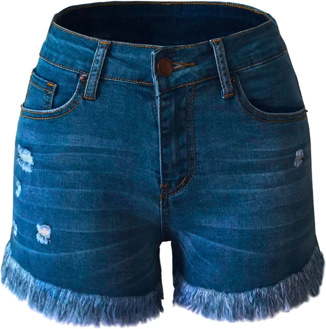 LFEOOST Denim Shorts for Women Casual Summer High Waisted Ripped Hot Short Jeans Frayed Distressed Jeans Shorts with Pockets