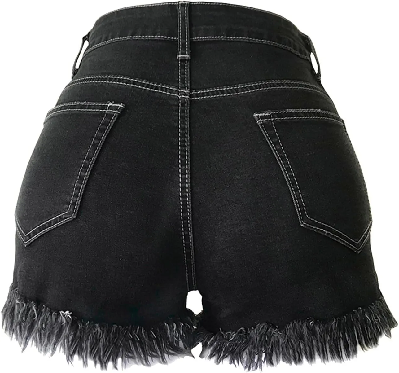 LFEOOST Denim Shorts for Women Casual Summer High Waisted Ripped Hot Short Jeans Frayed Distressed Jeans Shorts with Pockets