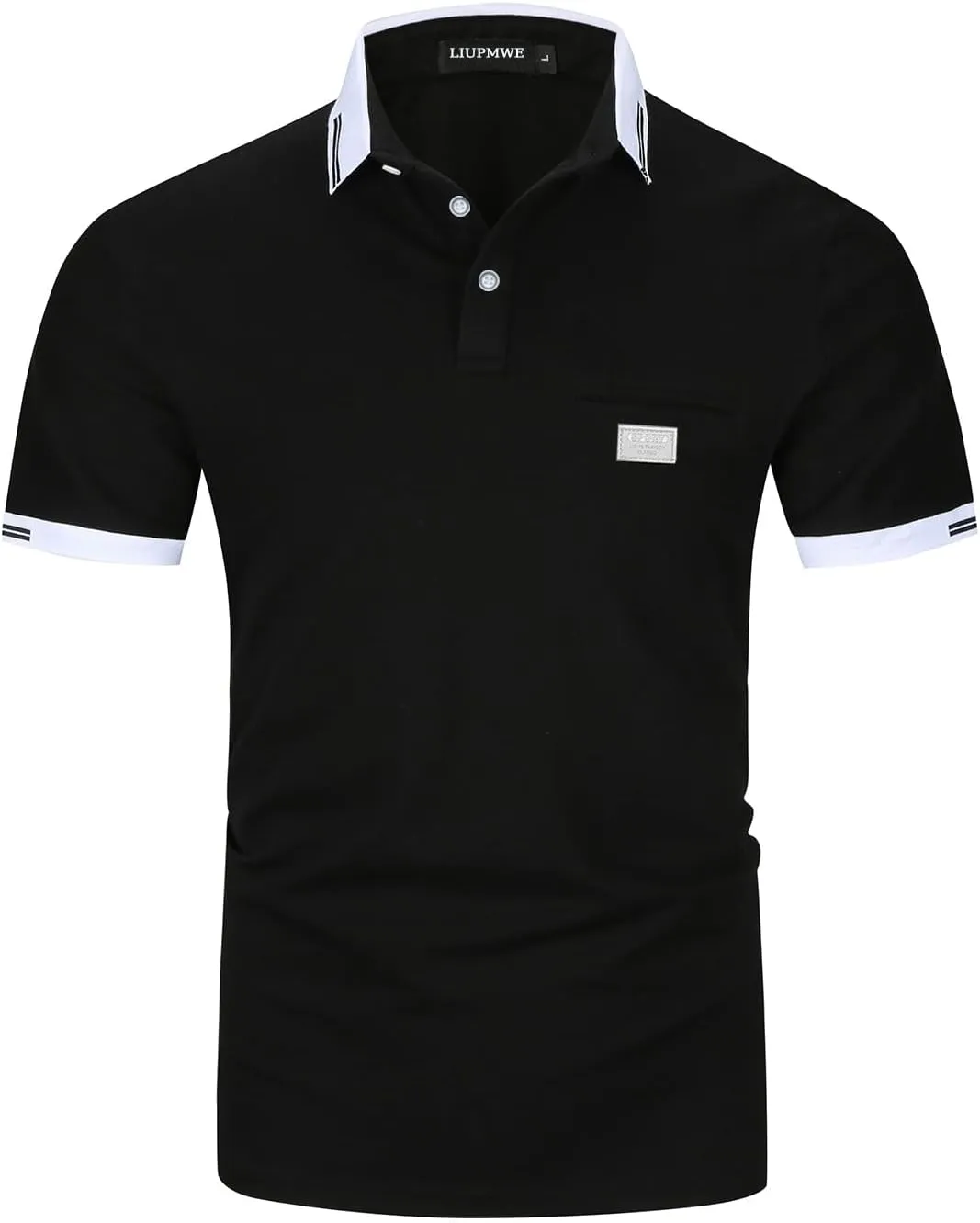 LIUPMWE Polo Shirts for Men with Pocket Elegante Plaided Short Sleeve Cotton T Shirts Golf Shirt