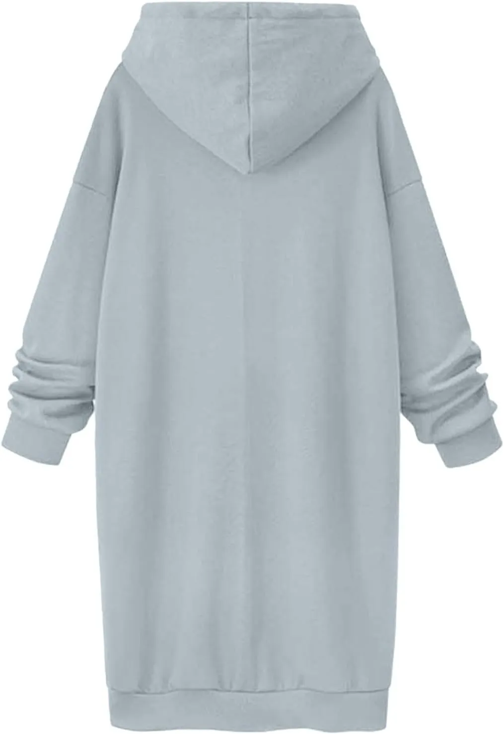 Long Hoodies for Women Oversize Longline Pullover Sweatshirt Split Hem Drawstring Hoodie Dress with Kangaroo Pocket