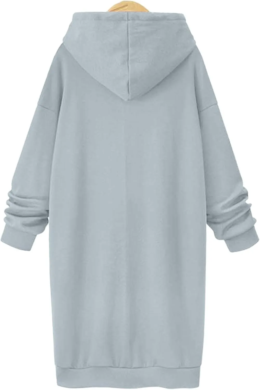 Long Hoodies for Women Oversize Longline Pullover Sweatshirt Split Hem Drawstring Hoodie Dress with Kangaroo Pocket