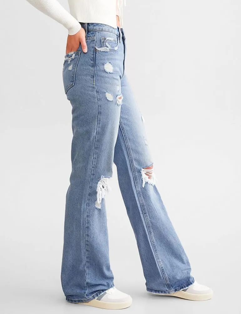 Loose Jeans for Women High Waist Wide Leg Ripped Destructed Jeans Boyfriend Baggy Bootcut Denim Pants Y2k