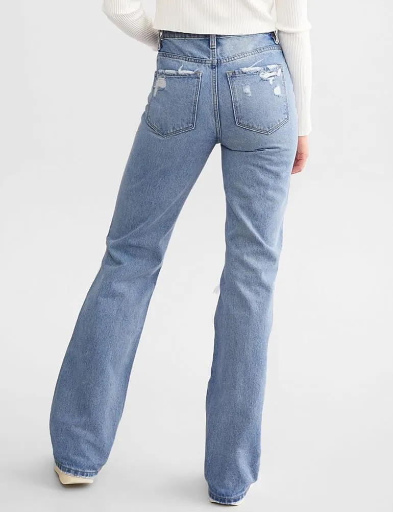 Loose Jeans for Women High Waist Wide Leg Ripped Destructed Jeans Boyfriend Baggy Bootcut Denim Pants Y2k