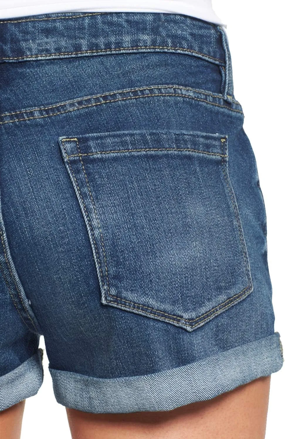 luvamia Women's Ripped Denim Jean Shorts High Waisted Stretchy Folded Hem Short Jeans