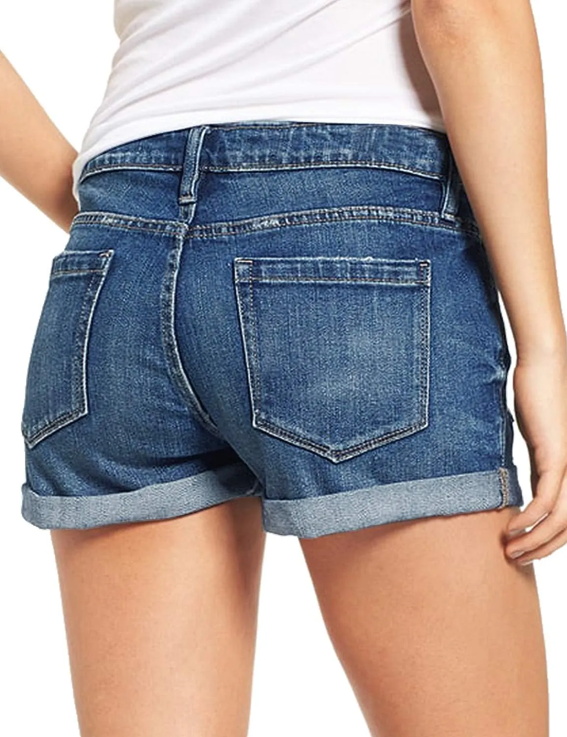 luvamia Women's Ripped Denim Jean Shorts High Waisted Stretchy Folded Hem Short Jeans