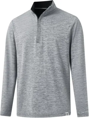 M MAELREG Quarter Zip Pullover Men Dry Fit Brushed Performance Long Sleeve Mock Neck Sports Golf 1/4 Zip Sweatshirts for Men