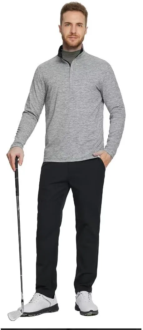 M MAELREG Quarter Zip Pullover Men Dry Fit Brushed Performance Long Sleeve Mock Neck Sports Golf 1/4 Zip Sweatshirts for Men