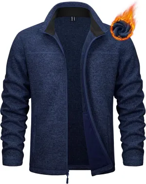 MAGCOMSEN Men's Full Zip Fleece Jackets Lightweight Winter Zip Up Jacket Warm Casual Work Sweatshirts with Zipper Pocket