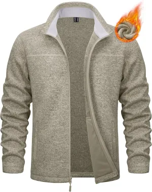 MAGCOMSEN Men's Full Zip Fleece Jackets Lightweight Winter Zip Up Jacket Warm Casual Work Sweatshirts with Zipper Pocket
