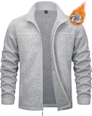 MAGCOMSEN Men's Full Zip Fleece Jackets Lightweight Winter Zip Up Jacket Warm Casual Work Sweatshirts with Zipper Pocket