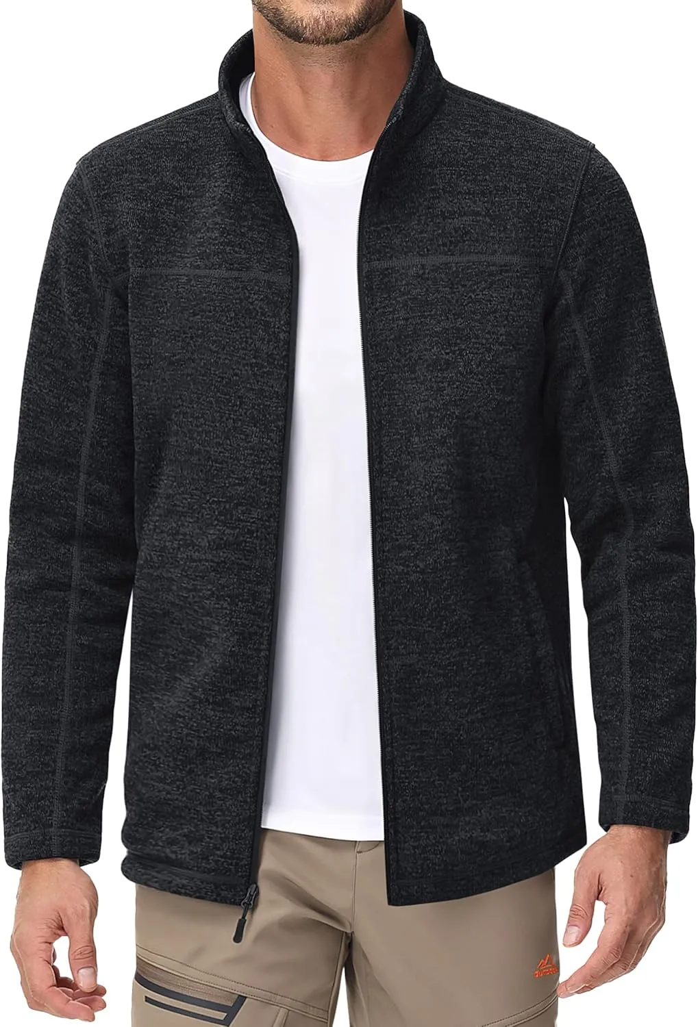 MAGCOMSEN Men's Full Zip Fleece Jackets Lightweight Winter Zip Up Jacket Warm Casual Work Sweatshirts with Zipper Pocket