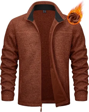 MAGCOMSEN Men's Full Zip Fleece Jackets Lightweight Winter Zip Up Jacket Warm Casual Work Sweatshirts with Zipper Pocket