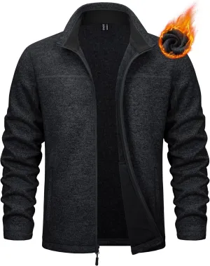 MAGCOMSEN Men's Full Zip Fleece Jackets Lightweight Winter Zip Up Jacket Warm Casual Work Sweatshirts with Zipper Pocket
