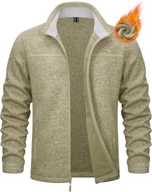 MAGCOMSEN Men's Full Zip Fleece Jackets Lightweight Winter Zip Up Jacket Warm Casual Work Sweatshirts with Zipper Pocket
