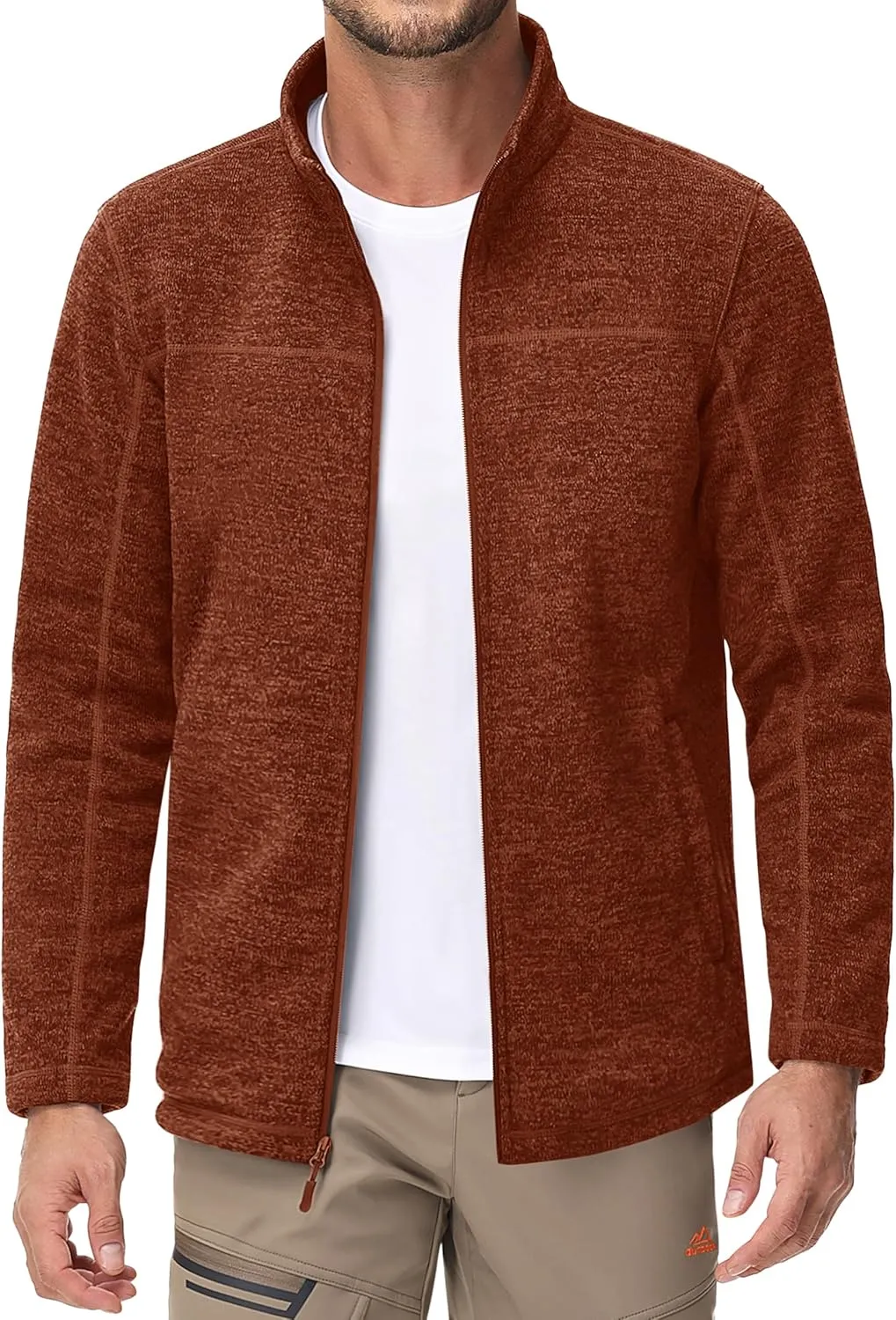 MAGCOMSEN Men's Full Zip Fleece Jackets Lightweight Winter Zip Up Jacket Warm Casual Work Sweatshirts with Zipper Pocket