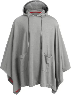 Maiyifu-GJ Men's Casual Hooded Poncho Cape Oversized Batwing Sleeves Hoodies Pullover Loose Fit Cloak Coat Top with Pocket