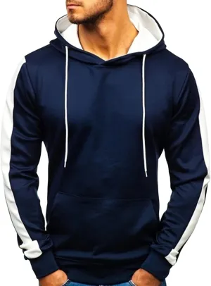 Maiyifu-GJ Men's Stripe Slim Athletic Hoodies Color Block Pullover Hoodie Contrast Color Hooded Sweatshirt with Kanga Pockets