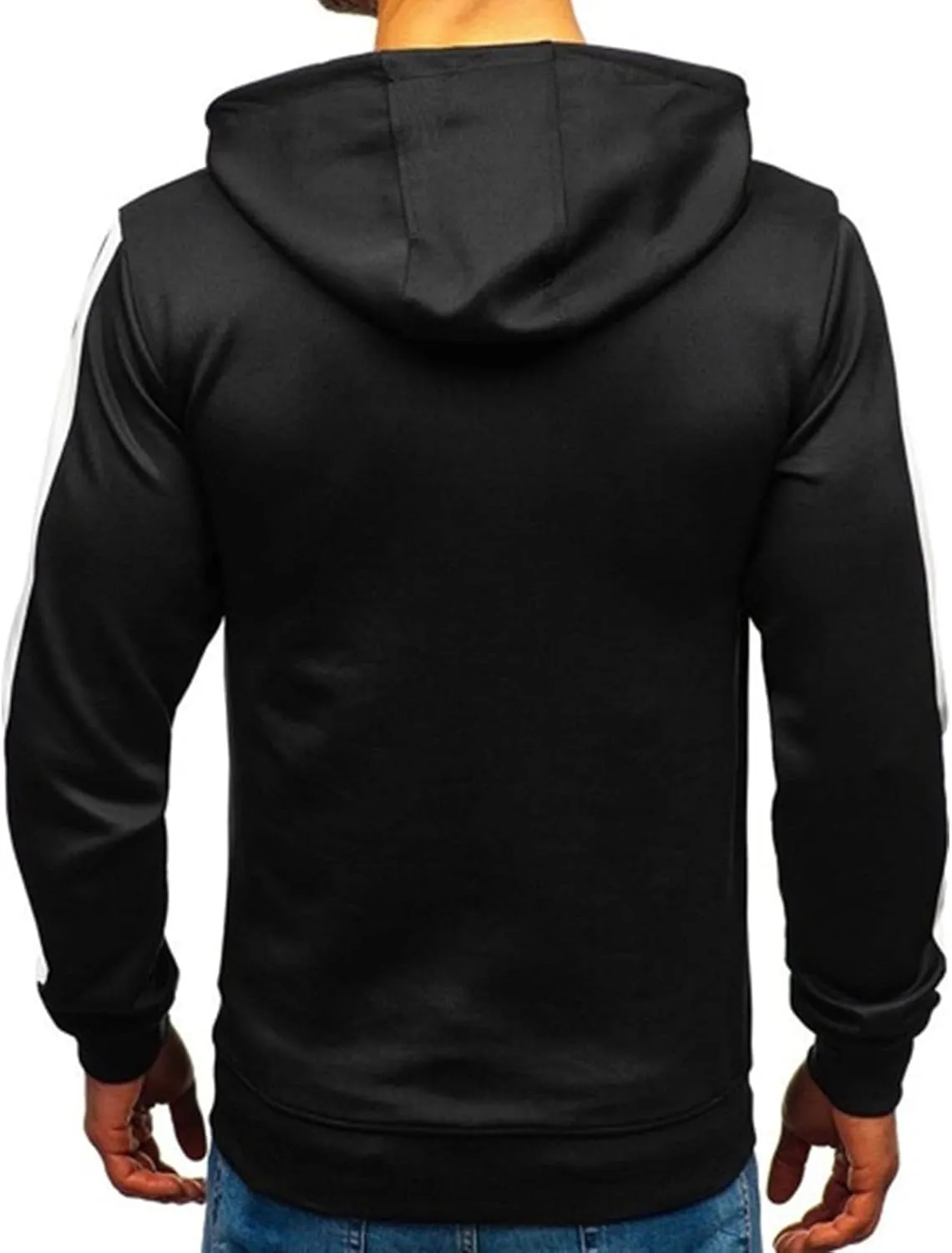 Maiyifu-GJ Men's Stripe Slim Athletic Hoodies Color Block Pullover Hoodie Contrast Color Hooded Sweatshirt with Kanga Pockets