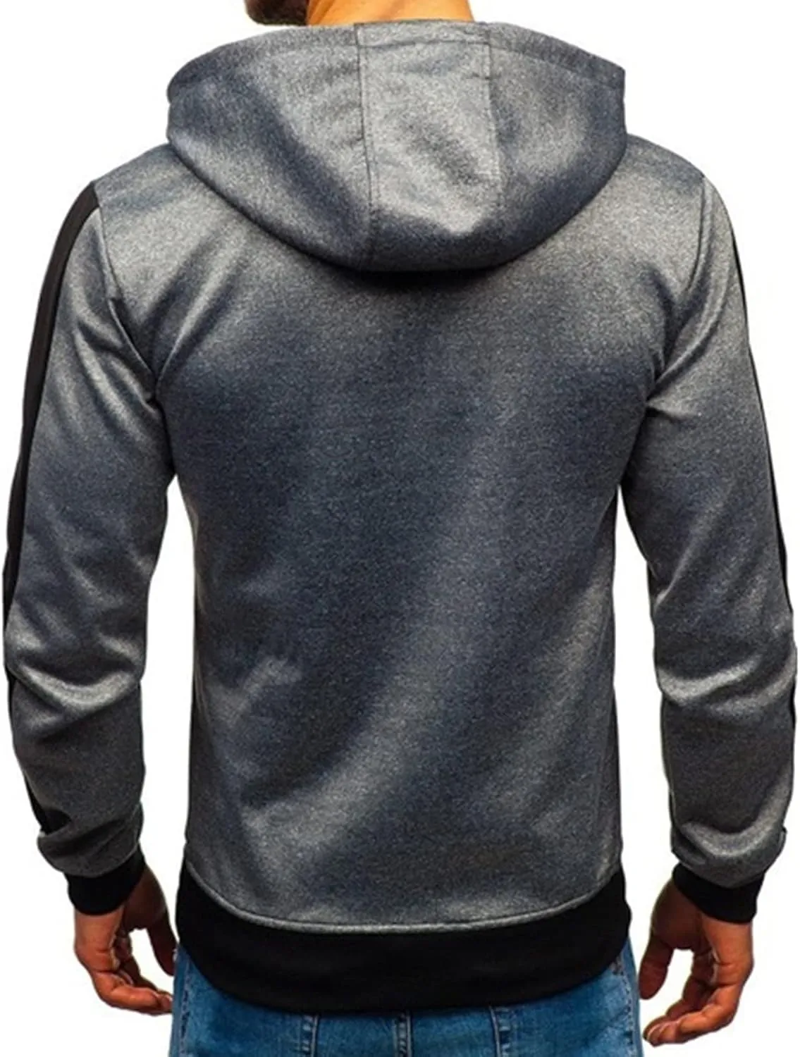 Maiyifu-GJ Men's Stripe Slim Athletic Hoodies Color Block Pullover Hoodie Contrast Color Hooded Sweatshirt with Kanga Pockets