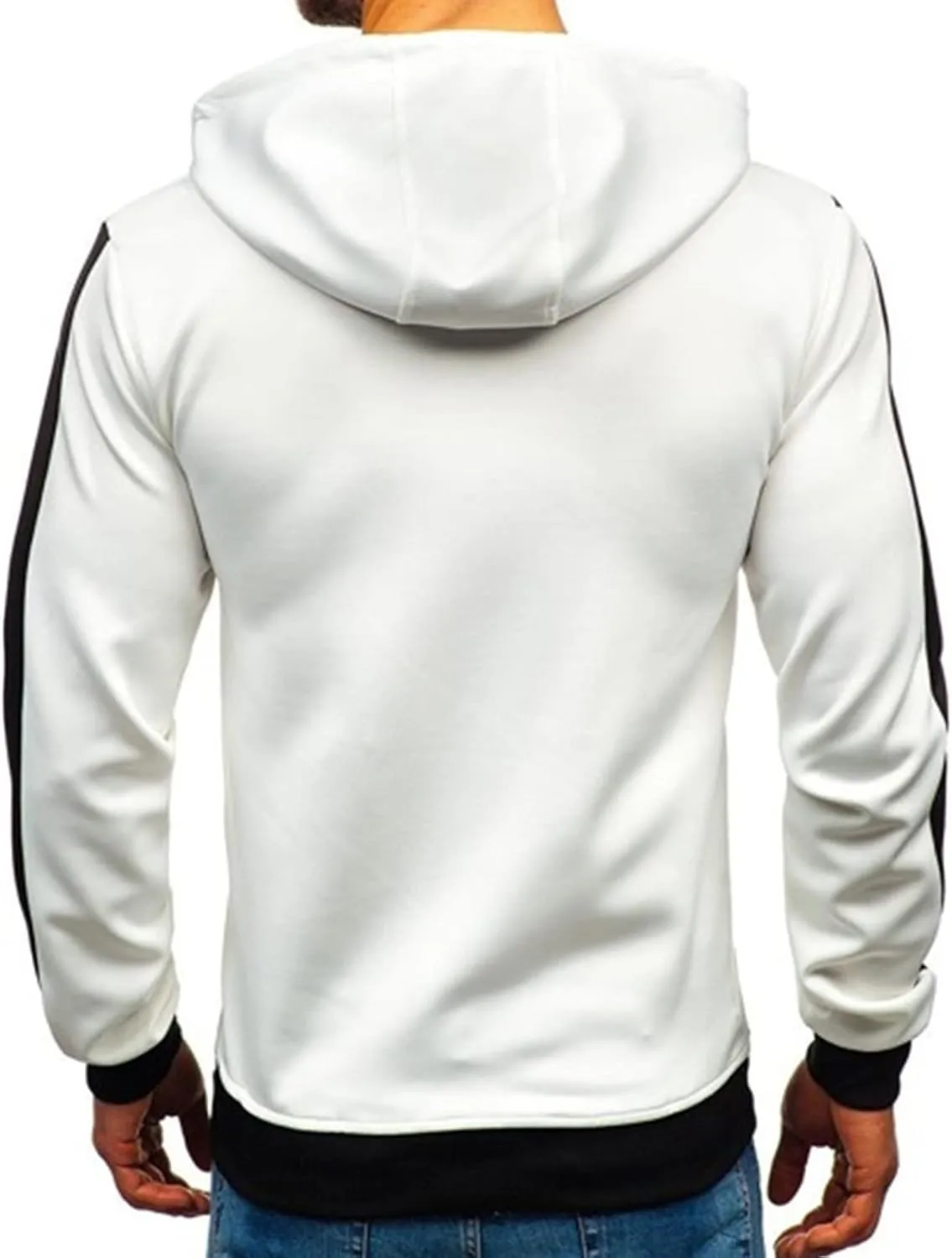 Maiyifu-GJ Men's Stripe Slim Athletic Hoodies Color Block Pullover Hoodie Contrast Color Hooded Sweatshirt with Kanga Pockets