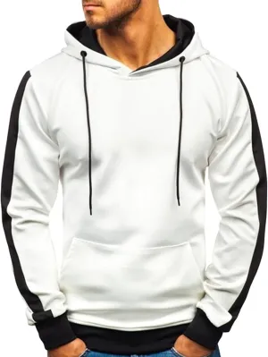 Maiyifu-GJ Men's Stripe Slim Athletic Hoodies Color Block Pullover Hoodie Contrast Color Hooded Sweatshirt with Kanga Pockets