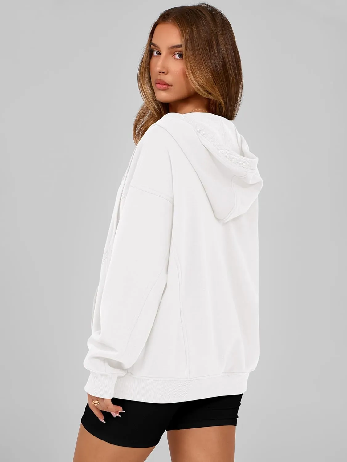 MASCOMODA Women Zip Up Hoodie Trendy Oversized Sweatshirt Casual Long Sleeve Fleece Jacket Fall Winter Clothes with Pockets