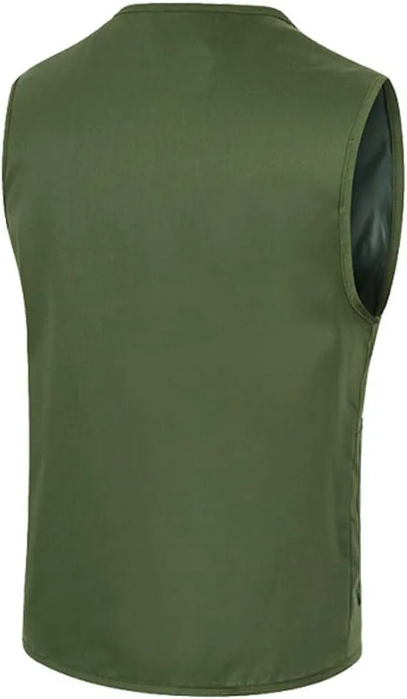 Men Casual Zipper Vest Multi Pockets Sleeveless Waterproof Windproof Spring Gilet Jacket Work Utility Vest for Camp Oversize