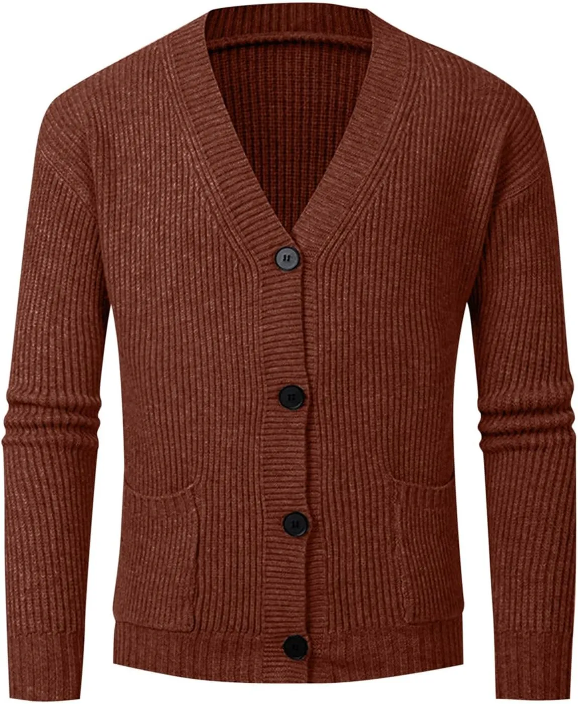 Men Classic Cardigans Casual Button Down V Neck Knitted Basic Sweater Coat Knit Button up Sweaters Outwear with Pocket