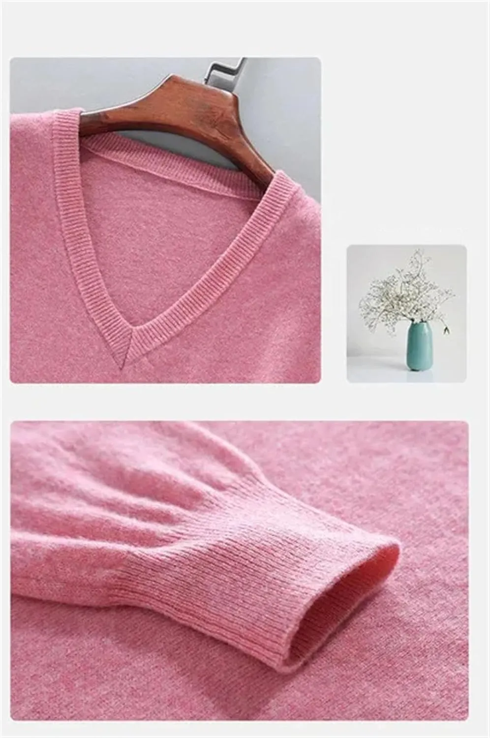 Men Sweater Thick Pullover Warm Classic V-Neck Clothes Jumper