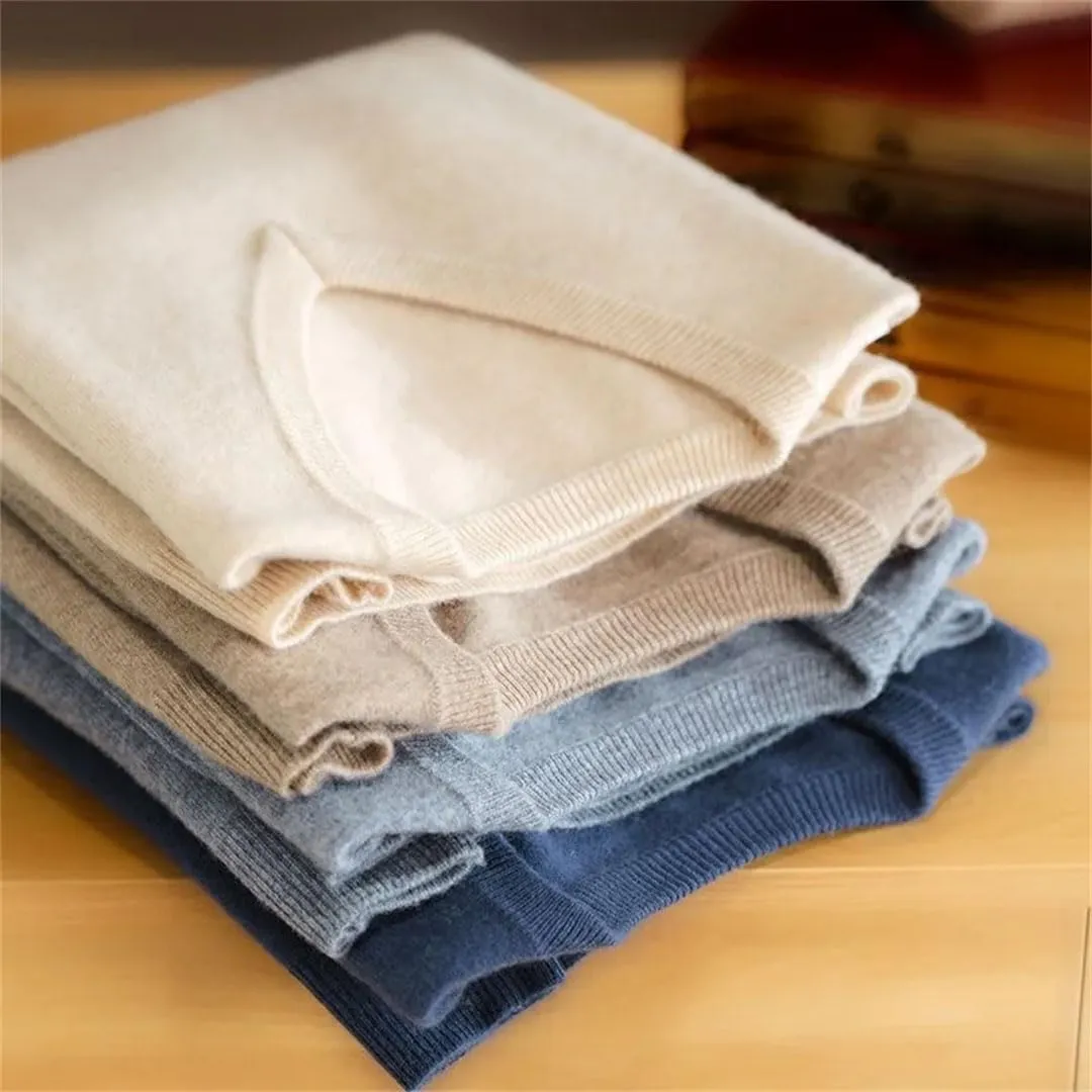Men Sweater Thick Pullover Warm Classic V-Neck Clothes Jumper