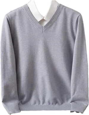 Men Sweater Thick Pullover Warm Classic V-Neck Clothes Jumper