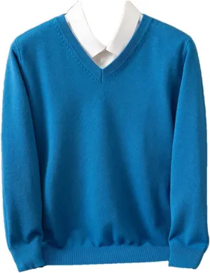 Men Sweater Thick Pullover Warm Classic V-Neck Clothes Jumper