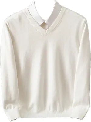 Men Sweater Thick Pullover Warm Classic V-Neck Clothes Jumper