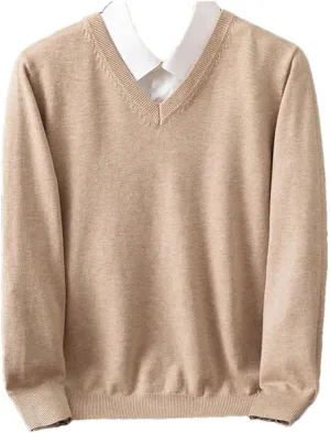 Men Sweater Thick Pullover Warm Classic V-Neck Clothes Jumper