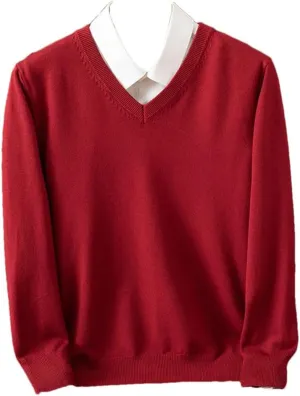Men Sweater Thick Pullover Warm Classic V-Neck Clothes Jumper