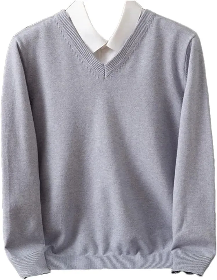 Men Sweater Thick Pullover Warm Classic V-Neck Clothes Jumper