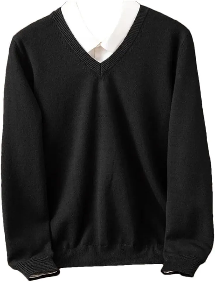 Men Sweater Thick Pullover Warm Classic V-Neck Clothes Jumper