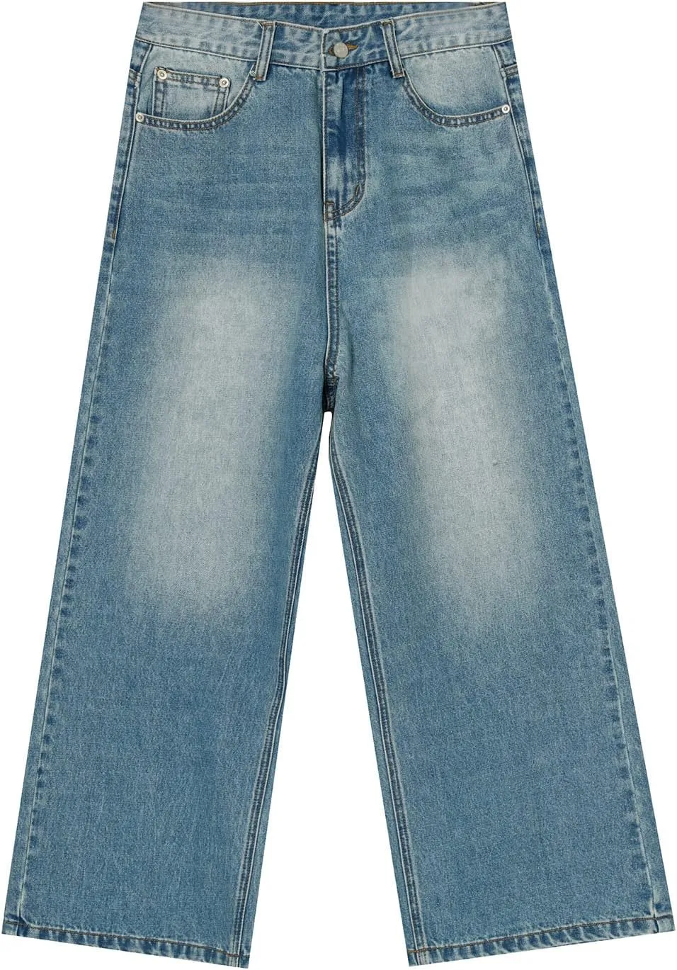 Men's Baggy Jeans Y2K High Waist Loose Jeans Causal Straight Leg Denim Pants Trousers Emo 90s Hip Hop Streetwear