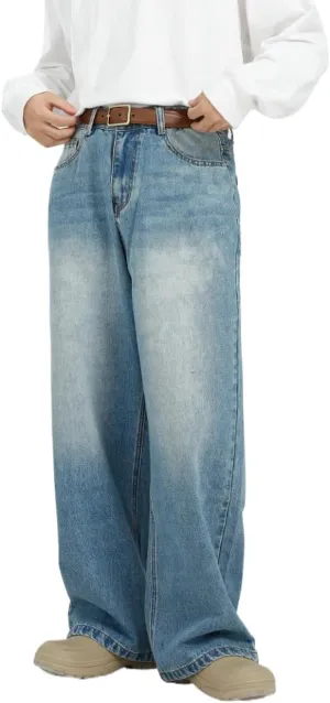 Men's Baggy Jeans Y2K High Waist Loose Jeans Causal Straight Leg Denim Pants Trousers Emo 90s Hip Hop Streetwear