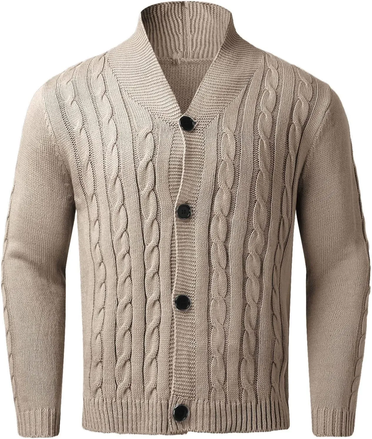 Men's Button Down Sweater Fashion Knit V Neck Cardigan Sweatshirt Slim Long Sleeve Warm Jacket Knitted Coats