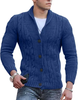 Men's Button Down Sweater Fashion Knit V Neck Cardigan Sweatshirt Slim Long Sleeve Warm Jacket Knitted Coats