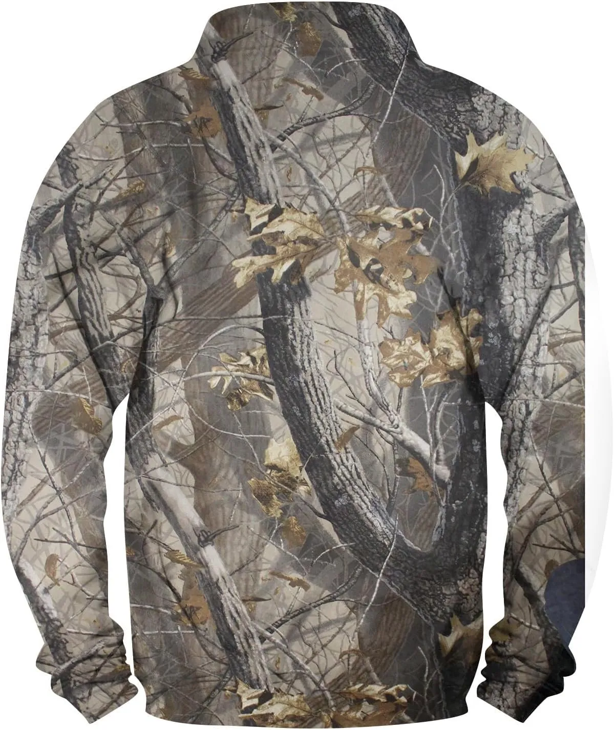 Mens Camo Sweatshirt Stand Collar Pullover, Buckle Closure, for Camouflage Training Clothes and Outdoor Sportswear