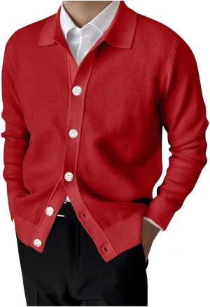 Men's Cardigan Shirt Casual Lapel Collar Knitted Sweater Button Down Long Sleeve Coat Resist The Cold Versatile Jacket